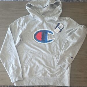 Champion Light Gray Hoodie with Logo